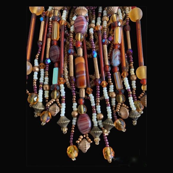 Vintage Artist hand beaded picture agate and banded agate western design brooch - Picture 3 of 9